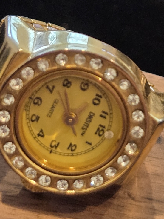 Bonetto Jewelry - Vintage Bonetto Digits Gold-Tone Yellow Dial Crystal Accent Finger Watch